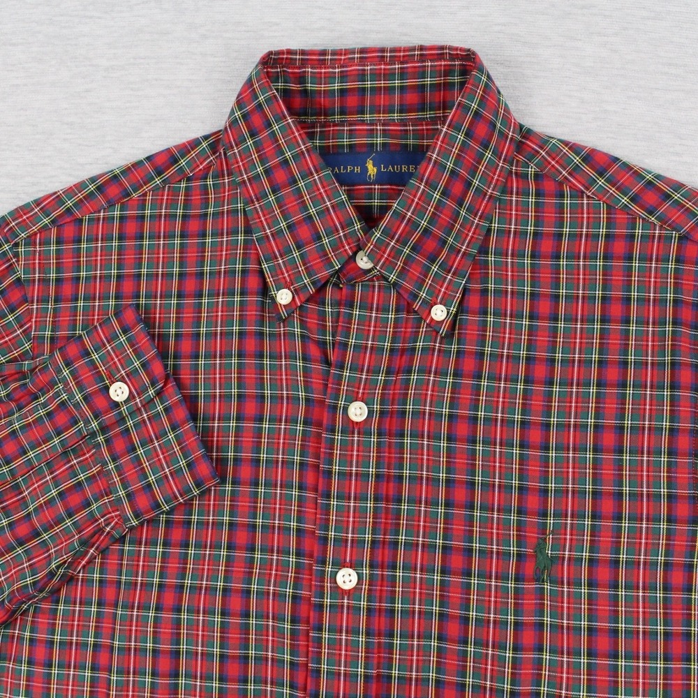 Ralph Lauren Shirt Mens Size S Red Blue Green Long Sleeve Button Down Cotton